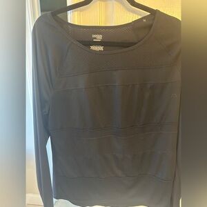 Danskin Now Elegant Black Mesh Long Sleeve Tee